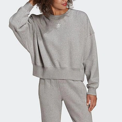 Adidas Originals Originals Women's Essentials Fleece Crewneck Sweatshirt In Medium Grey Heather
