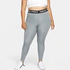 Nike Women's  Pro Mid-rise Crop Mesh-panel Leggings In Smoke Grey/heather/black/white