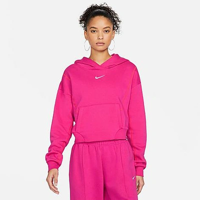 Nike Women's Sportswear Graphic Fleece Hoodie In Active Pink/white