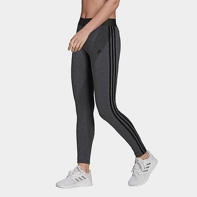 Adidas Originals Adidas Women's Loungewear Essentials 3-stripes Leggings In Dark Grey Heather/black