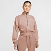 Nike Women's Sportswear Essential Half-zip Cropped Fleece Top In Mineral Clay/heather/white