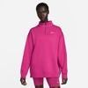 Nike Women's Sportswear Trend Quarter-zip Fleece Sweatshirt In Active Pink/white