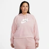 Nike Women's Sportswear Essential Cropped Hoodie (plus Size) In Pink Oxford/white