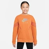 Nike Kids'  Girls' Air Boyfriend Crewneck Sweatshirt In Sport Spice/burnt Sunrise