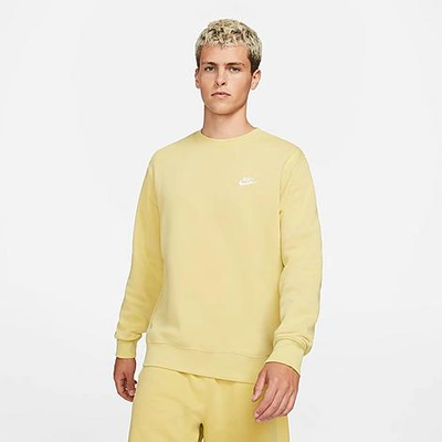 Nike Sportswear Club Fleece Crewneck Sweatshirt In Saturn Gold/white