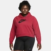 Nike Women's Sportswear Essential Cropped Hoodie (plus Size) In Pomegranate/black