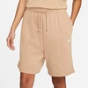 Nike Women's Sportswear Essential High-rise Fleece Shorts In Hemp/white