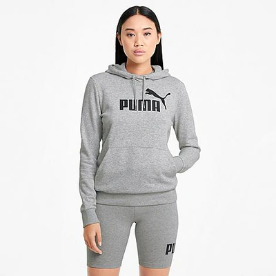 Puma Plus Size Logo Hoodie In Light Gray Heather