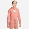 Nike Kids'  Girls' Sportswear Club French Terry Cropped Pullover Hoodie In Light Madder Root/white