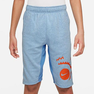 Nike Yoga Big Kids' (boys') Over-the-knee Shorts In Worn Blue/heather/black