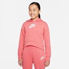 Nike Kids'  Girls' Sportswear Club Fleece High-low Pullover Hoodie In Pink Salt/white
