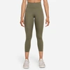 Nike Women's One Luxe Crop Training Tights In Medium Olive/clear