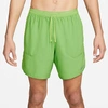 Nike Men's Dri-fit Stride 2-in-1 7" Running Shorts In Chlorophyll/dk Smoke Grey/vivid Green/reflective Silv