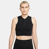 Nike Women's Pro Dri-fit Cropped Shelf-bra Tank Top In Black/white