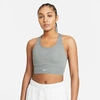 Nike Women's Swoosh Medium-support 1-piece Padded Longline Sports Bra In Grey