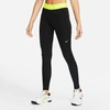 Nike Plus Pro 365 Leggings With Waistband In Black Volt In Black/volt/white