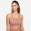 Nike Women's Swoosh Luxe Medium-support Padded Sports Bra In Fossil Rose/iron Grey