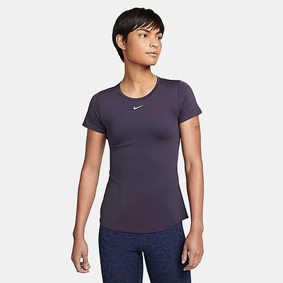 Nike Women's Dri-fit One Luxe Short-sleeve Top In Cave Purple/reflect Silver