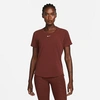 Nike Dri-fit Uv One Luxe Women's Standard Fit Short-sleeve Top In Bronze Eclipse,reflect Silver