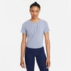 Nike Women's Dri-fit One Luxe Twist Standard Fit Short-sleeve Shirt In Worn Blue/reflective Silver