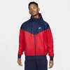 Nike Men's Sportswear Windrunner Jacket In University Red/midnight Navy/university Red/white