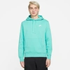 Nike Sportswear Club Fleece Embroidered Hoodie In Washed Teal/washed Teal/white