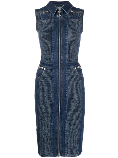 Diesel Zipped Denim Dress In Blue