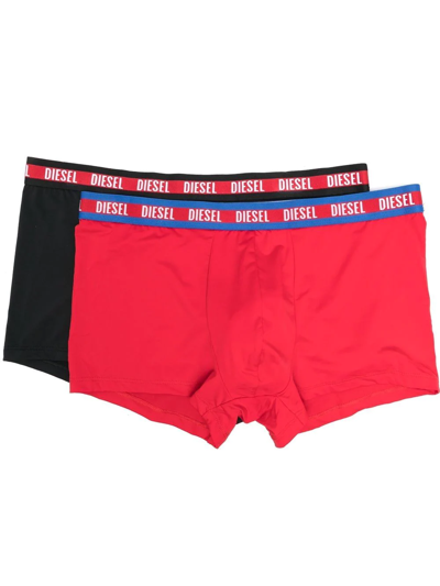 Diesel Two-pack Logo Boxer Briefs In Red