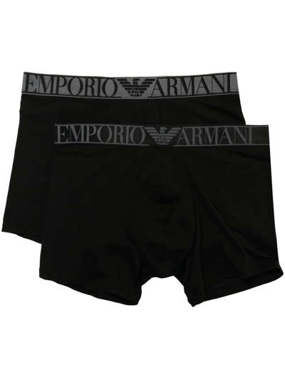 Emporio Armani Logo Waistband Boxers In Black