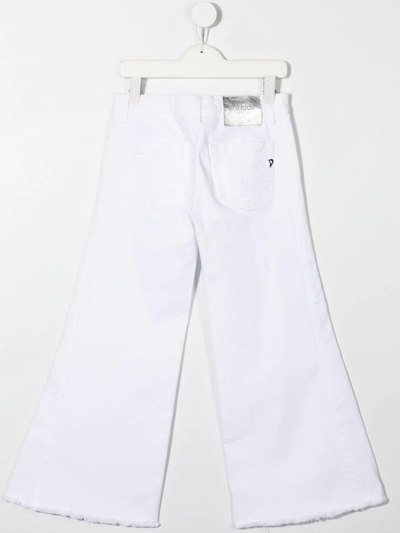 Dondup Kids' Mid-rise Wide-leg Jeans In White