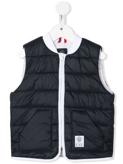 Fay Kids' Quilted Zip-up Gilet In Blue