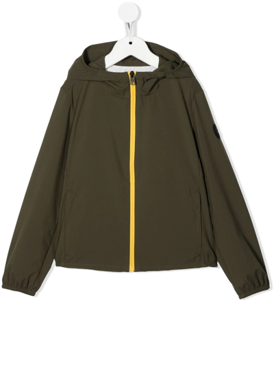 Woolrich Kids' Lens-detail Zip-up Hooded Jacket In Green