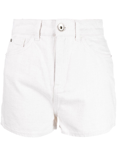 Emporio Armani Mid-rise Denim Shorts In White