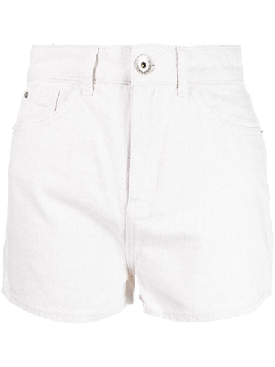 Emporio Armani Mid-rise Denim Shorts In Neutrals