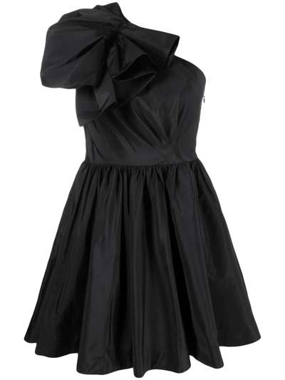 Pinko One Shoulder Mini Dress In Taffeta In Black | ModeSens