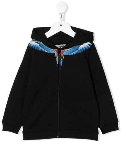 Marcelo Burlon County Of Milan Babies' Wings-print Zip-up Hoodie In Black