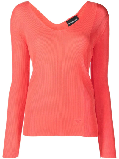 Emporio Armani V-neck Long-sleeve T-shirt In Pink
