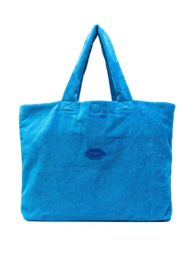 Off-white Kids' Stripe-detail Beach Bag In Blue