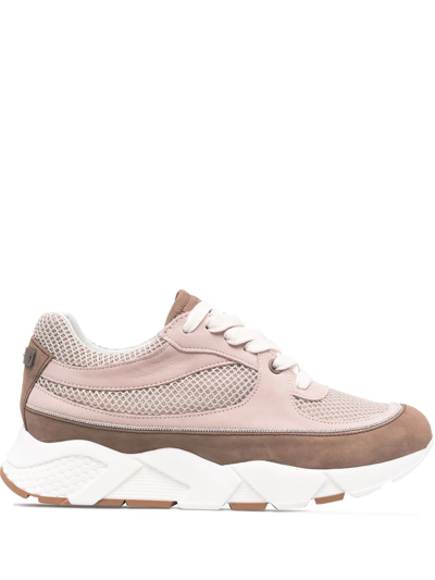 Peserico Multi-panel Lace-up Sneakers In Pink