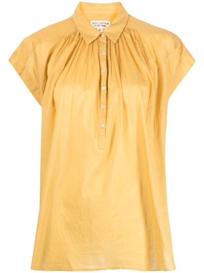 Nili Lotan Pleated Cap-sleeve Shirt In Yellow