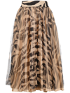 Off-white Zebra-print Flared Skirt In Beige Black