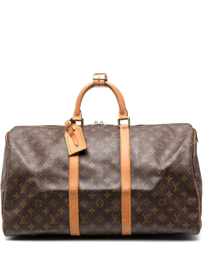Pre-owned Louis Vuitton 1992  Monogram Keepall 50 Travel Bag In Brown