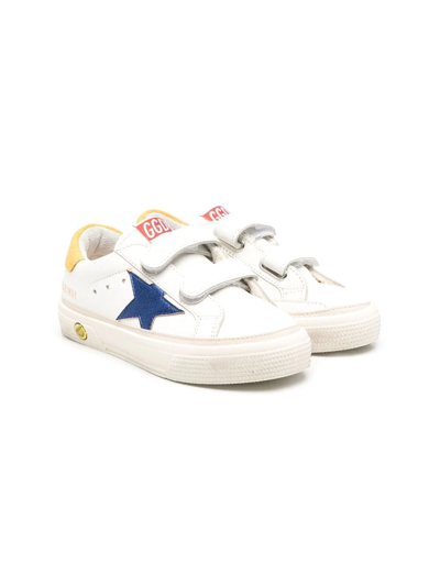 Golden Goose Kids' May Touch-strap Low-top Sneakers In White