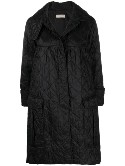 Pre-owned Dries Van Noten 2000s Diamond-quilted Padded Coat In Black