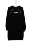 Balmain Teen Logo-print Long-sleeve Sweatshirt Dress In Black