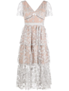 SELF-PORTRAIT FLORAL-EMBROIDERED TULLE DRESS