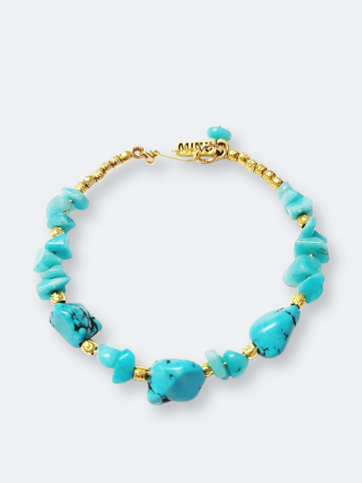 Minu Jewels Women's Asiris Bangle With Turquoise And Amazonite Stones In Gold-tone