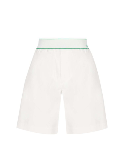 Bottega Veneta Logo-embroidered Wide-legged Shorts In White