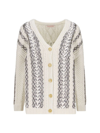 Valentino Sequin-embellished Logo Cable-knit Wool Cardigan Sweater In White
