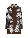 Valentino Short Dress With Street Flowers Daisyland Print In Brown